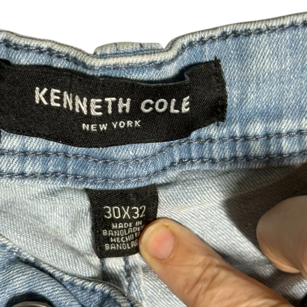 Kenneth Cole Mens Light Wash Denim Jeans Size 32 Straight Leg
